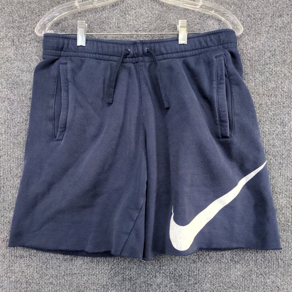 Nike Men's Cut Off Sweat Shorts Blue Size Small Cotton Blend Slash Pockets - Picture 5 of 10